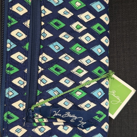 Vera Bradley Blue and Green Zip-Around Mosaic Diamond Wallet - Picture 2 of 6